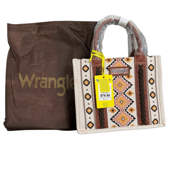 NWT! Wrangler Southwestern Small Canvas Tote/Crossbody in Coffee - Picture 12 of 13